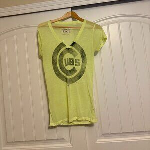 Chicago Cubs T Shirt Womens Medium Bright Yellow Touch By Alyssa Milano V Neck